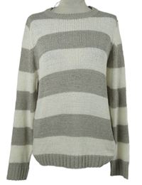 Dámský šedo-bílý pruhovaný svetr FullCircle 