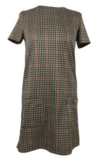 Dámské béžovo-černo-červené kostkované šaty Zara 