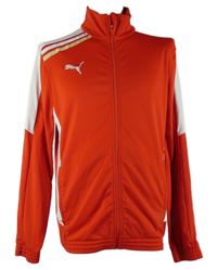Pánská červená sportovní funkční propínací mikina s pruhy Puma 