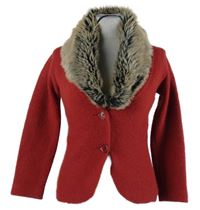 Dámský červený propínací svetr s kožíškem s. Oliver 