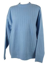 Pánský světlemodrý žebrovaný vlněný svetr 