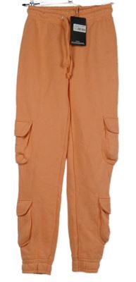 Nové - Dámské oranžové cargo tepláky s kapsami PrettyLittle Thing vel. 32