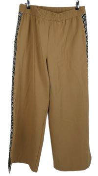 Nové - Dámské béžové palazzo kalhoty se vzorovanými pruhy 