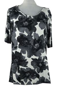 Dámské černo-šedo-bílé květované tričko Next 