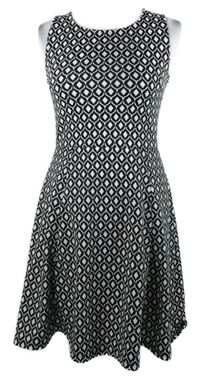 Dámské černo-bílé vzorované šaty s průstřihem na zádech H&M