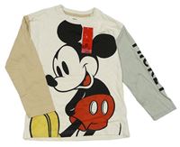 Bílo-béžovo-šedé triko s Mickey Mousem Disney