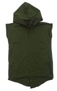 Khaki teplákový cardigan s kapucí 