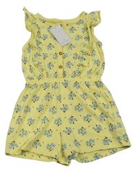 Žlutý květinový kraťasový overal Mothercare