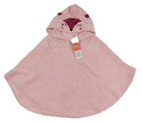 Nové - Světlerůžové chlupaté pončo s kapucí - liška vel.98-110