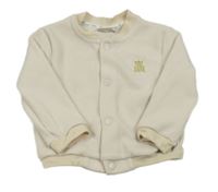 Světlebéžová žebrovaná propínací mikina s výšivkou River Island