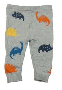 Šedé pletené kalhoty s dinosaury F&F