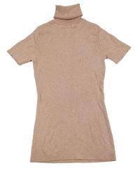 Světlerůžové třpytivé úpletové šaty s rolákem 