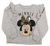 Růžová melírovaná mikina s volány a Minnie C&A