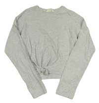 Šedé crop triko s uzlem H&M