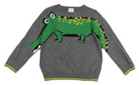 Šedý svetr s krokodýlem F&F