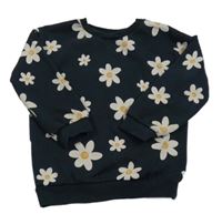 Tmavomodrá mikina s kytičkami F&F