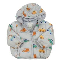 Šedá šusťáková zimní bunda s auty a kapucí M&S