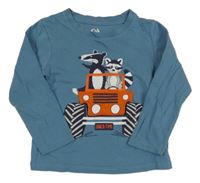 Modrošedé triko se zvířaty C&A