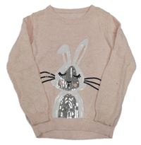 Světlerůžový melírovaný svetr se zajícem 