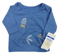 Nové - Modré triko s ptáčky M&S