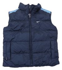 Tmavomodro-modrá šusťáková prošívaná zateplená vesta s logem Nike