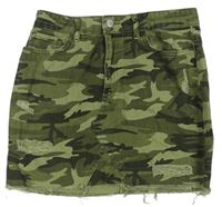 Army riflová sukně s prošoupáním New Look 