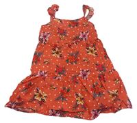 Červené plátěné šaty s květy Primark