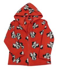 Červená propínací fleecová propínací mikina s Minnie a kapucí George 