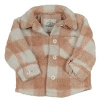 Starorůžovo-bílá huňatá podšitá košilová bunda zn. George