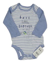 Nové - Modro-bílé pruhované body s nápisem 