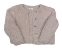 Světlerůžový chlupatý propínací svetr Next