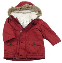 Nové - Červená šusťáková zimní bunda s kapucí Topolino