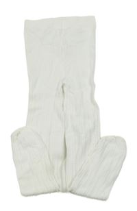 Bílé silonové vzorované punčocháče