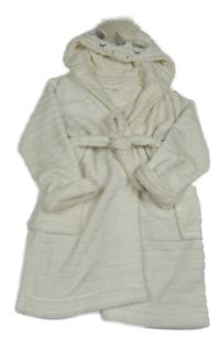 Bílý chlupatý župan s jednorožcem a páskem Next 