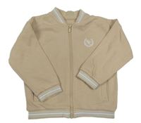 Béžová propínací mikina s výšivkou a proužky Matalan