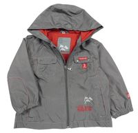 Šedá pruhovaná šusťáková jarní bunda s kapucí Ecocamp