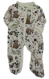 Bílý kytičkovaný overal s mývaly So Cute 