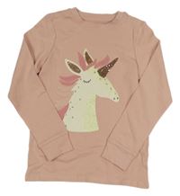 Světlerůžové triko s jednorožcem Next