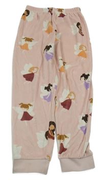 Světlerůžové plyšové pyžamové kalhoty s vílami Topolino