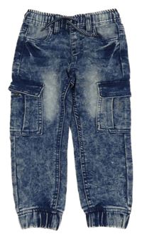 Modro-bílé batikované cargo cuff rifle Infinoty 