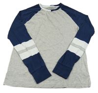 Šedo-tmavomodro-bílé triko Next