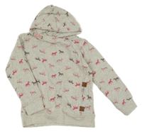 Šedá melírovaná mikina s koníky a kapucí Topolino