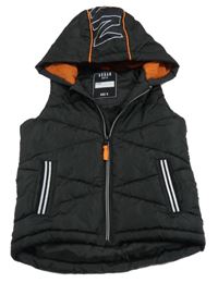 Černá šusťáková prošívaná zateplená vesta s kapucí Urban