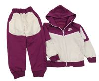 2set - Malinovo-smetanová propínací mikina s kapucí a logem Nike + tepláky 