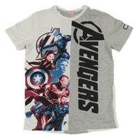 Bílo-šedé tričko s Avengers