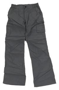 Šedé šusťákové kalhoty s kapsami 