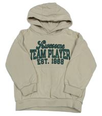 Béžová mikina s nápisem a kapucí F&F