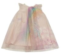 Růžovo-duhové tylové šaty s jednorožcem H&M