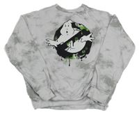 Bílo-šedá batikovaná oversize mikina Krotitelé duchů H&M