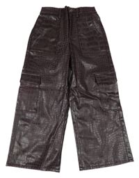 Likové vzorované koženkové cargo wide leg kalhoty River Island